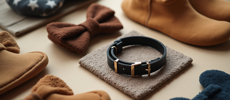 An array of colorful dog accessories ready for fashionable pets.