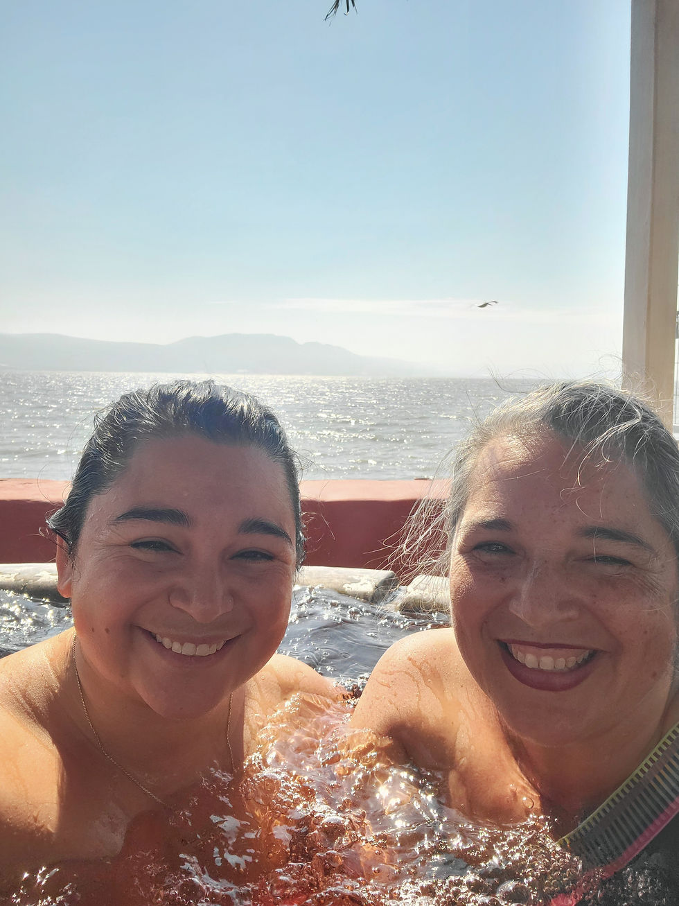 Enjoying spa time together.