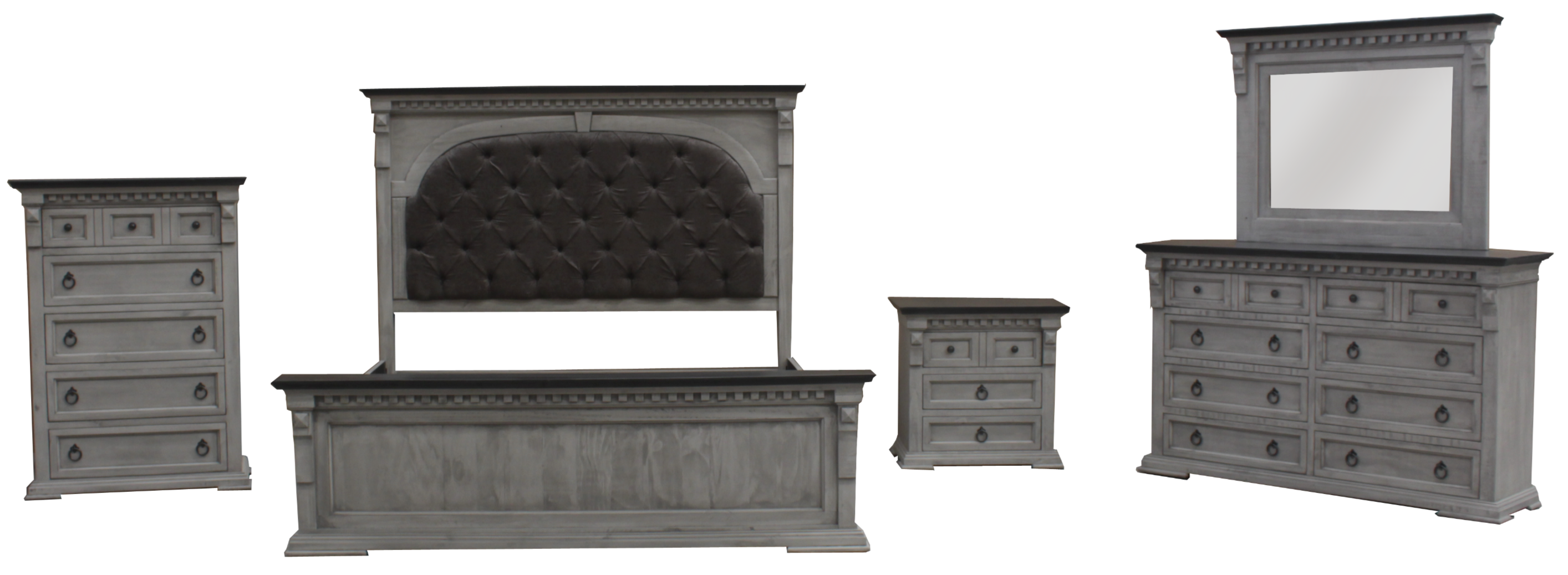 BX140 Queen Bed Set Scraped Gray/Dark Gray