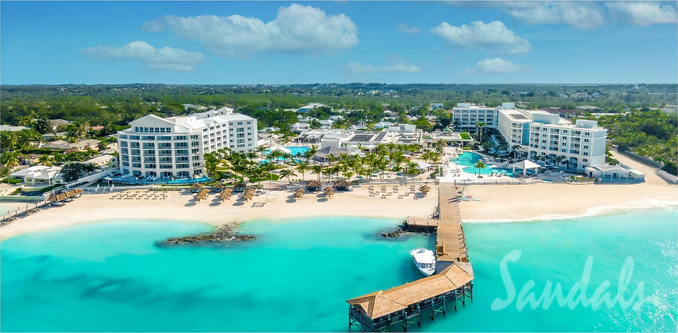 Luxury Sandals Bahamas honeymoon resort, beach, pier
