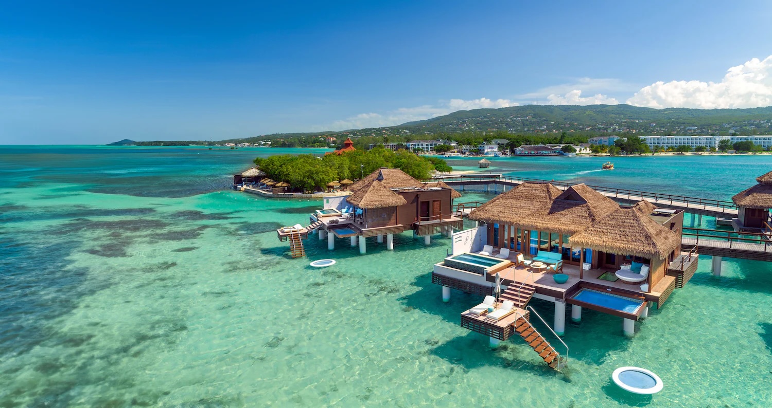 Overwater villas at Sandals Royal Caribbean