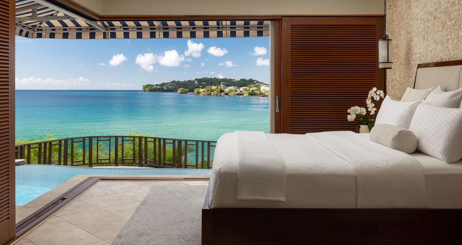 Private infinity plunge pool with sea view at Sandals Regency La Toc