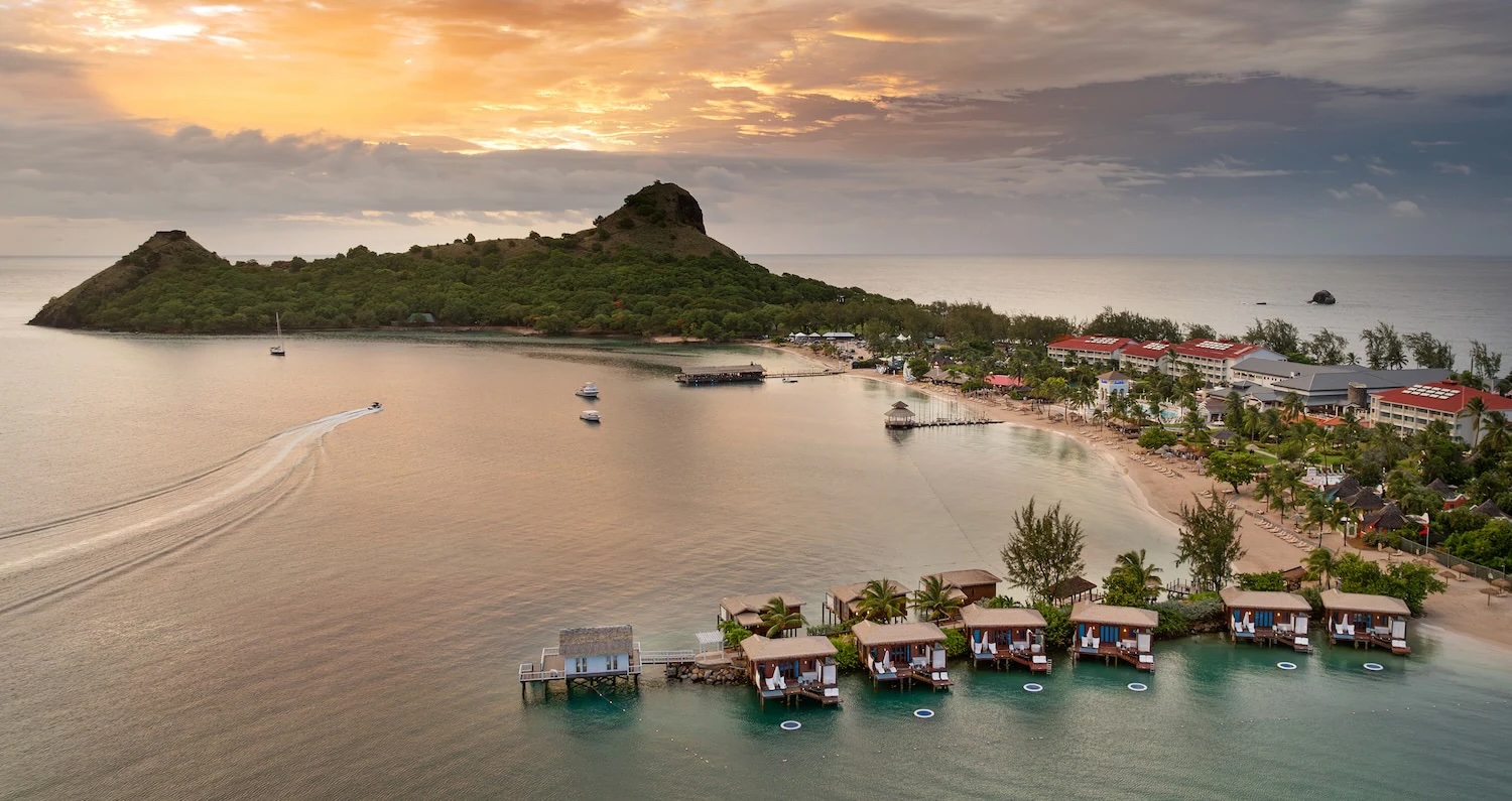 Sunset over the Caribbean at Sandals Grande St. Lucian