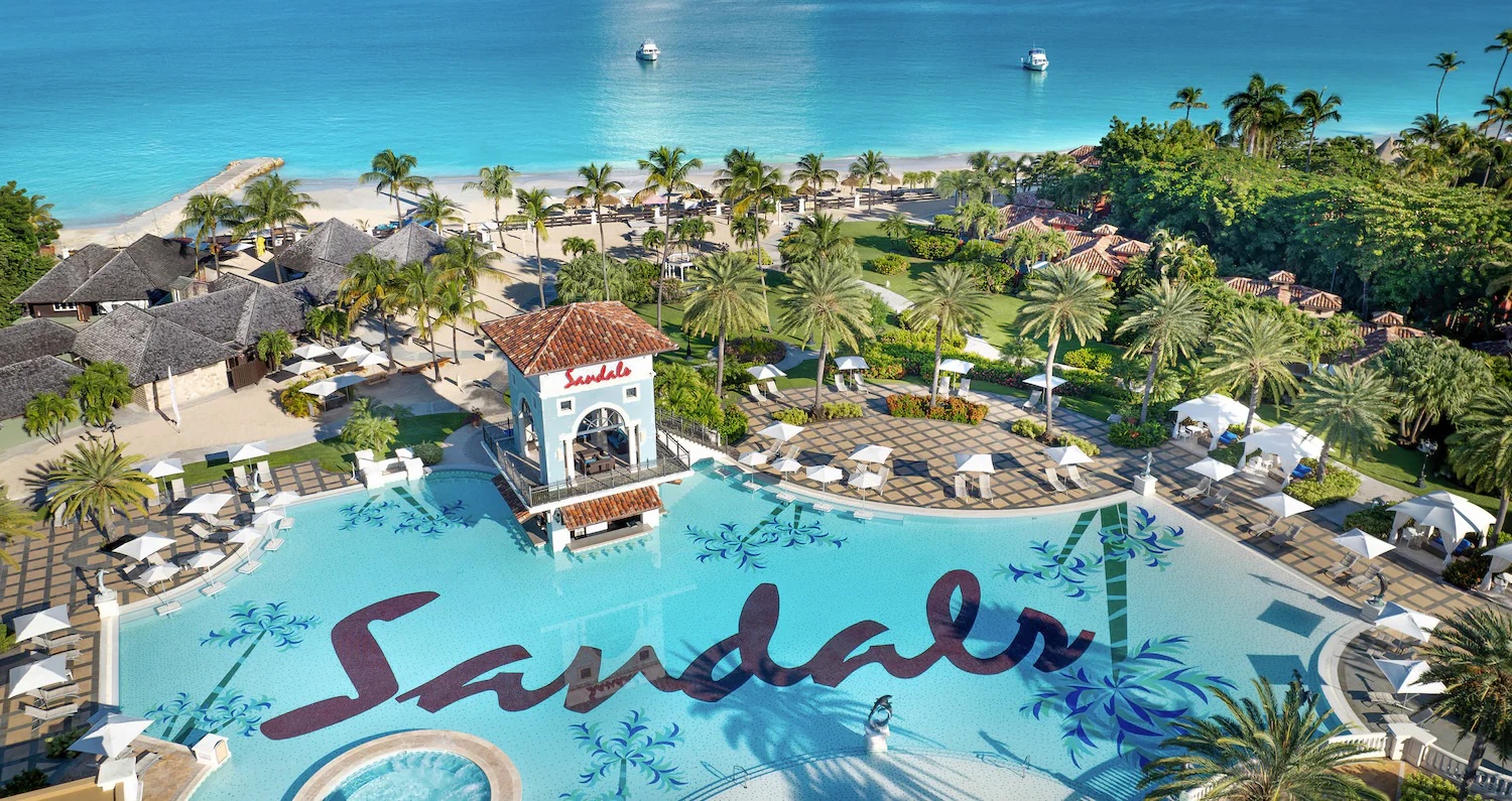 Landscaped village pathways at Sandals Grande Antigua