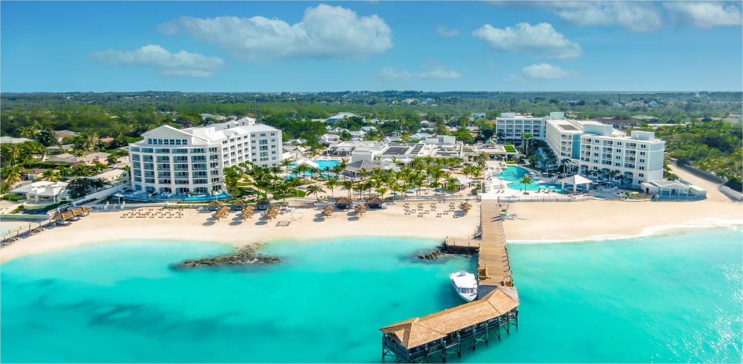 White-sand beach at Sandals Royal Bahamian, Nassau