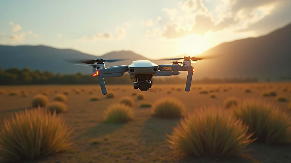 Eye-level view of a drone capturing a stunning landscape