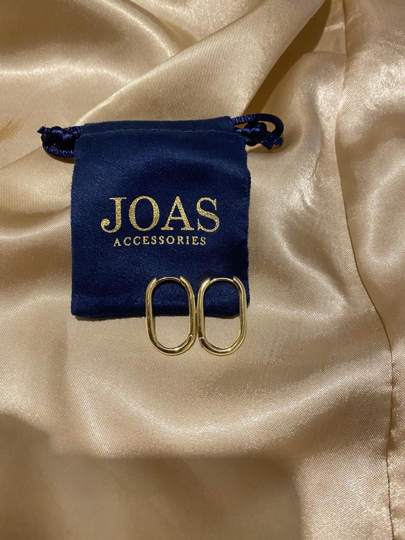 Thumbnail: Stainless Steel Oval Hoop Earrings