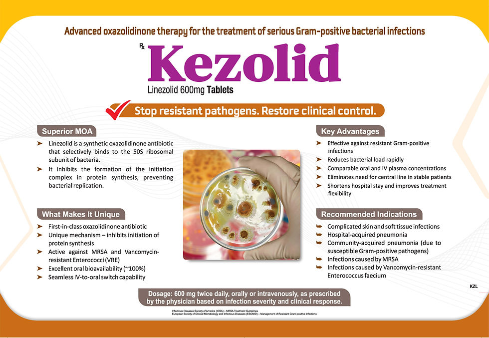 Linezolid 600mg tablets for MRSA resistant infection treatment Kezolid