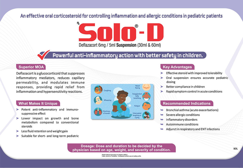 Deflazacort suspension for pediatric inflammation and allergy treatment Solo-D