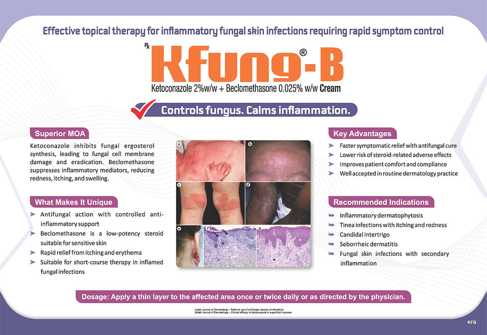 Ketoconazole beclomethasone cream for fungal infection itching and inflammation Kfung-B