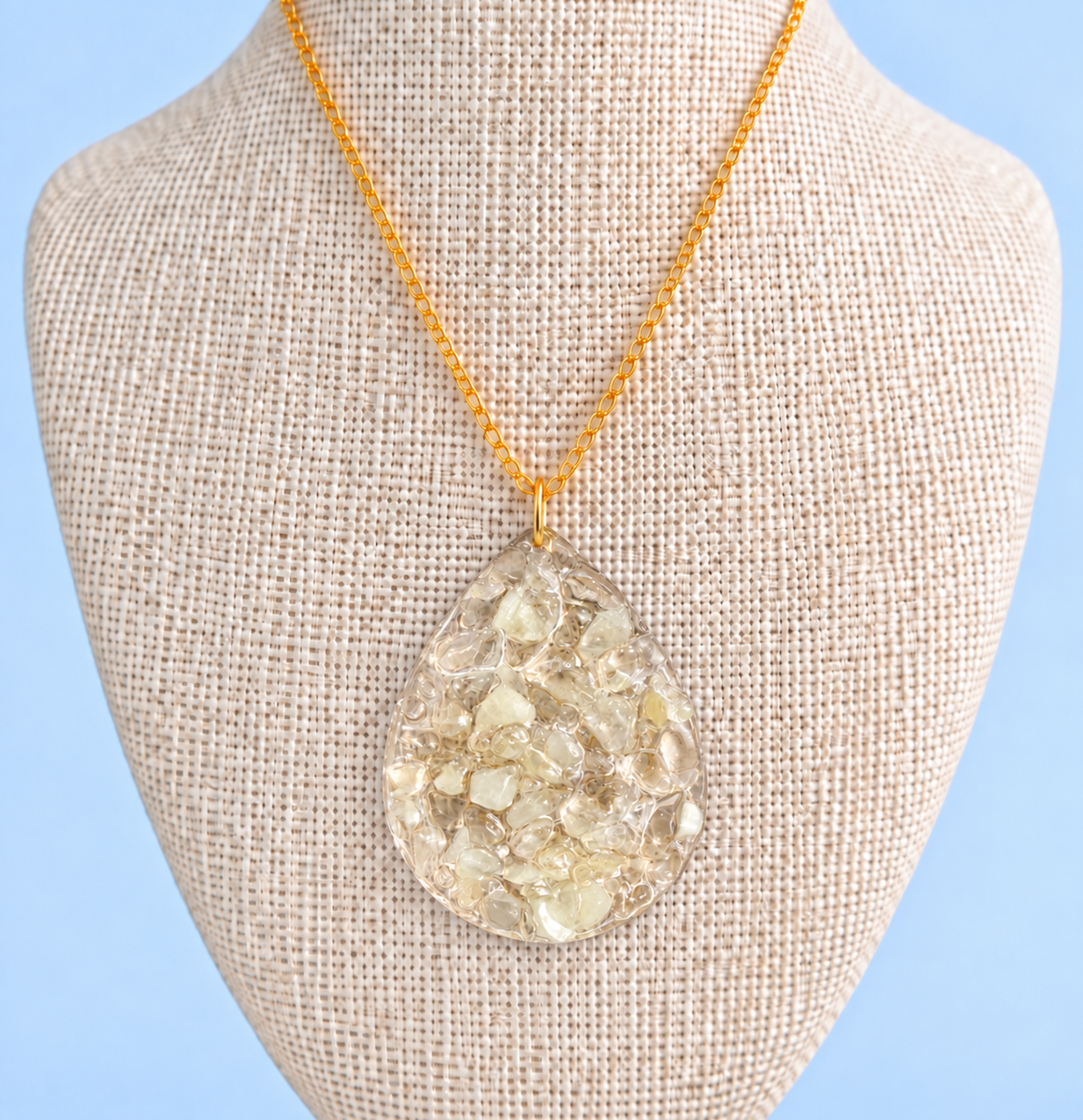 Teardrop Citrine Chip Necklace