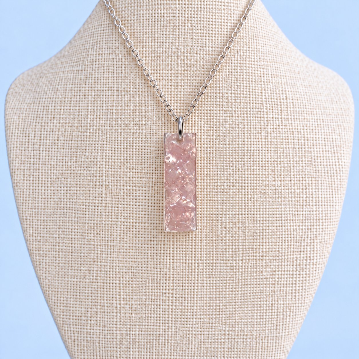 Rose Quartz Small Rectangle Pendant