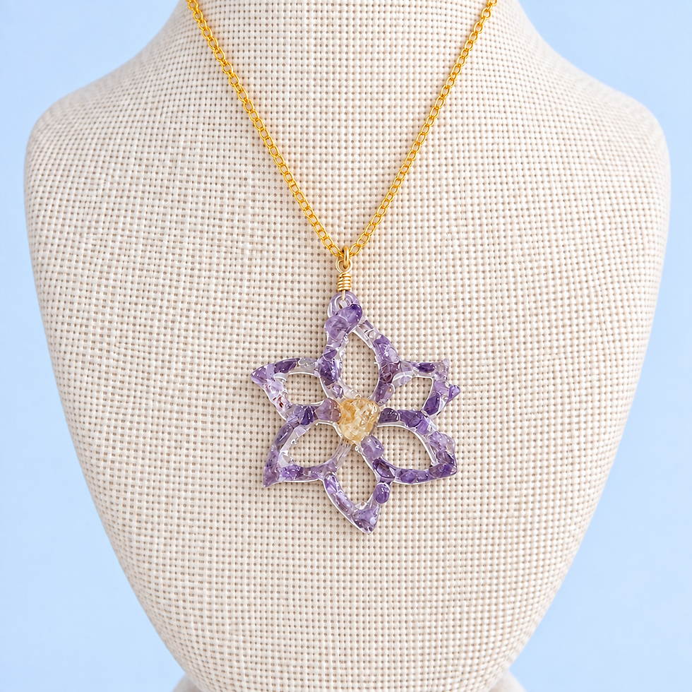 Amethyst and Citrine Flower Pendant
