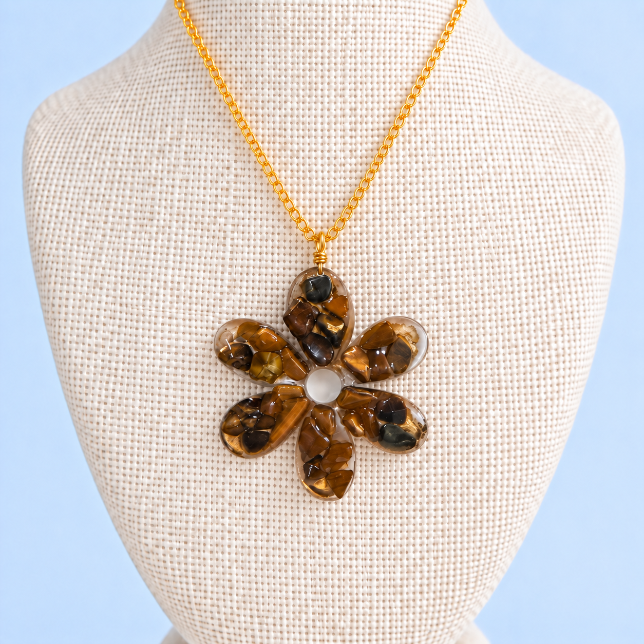 Tiger's Eye Flower Pendant