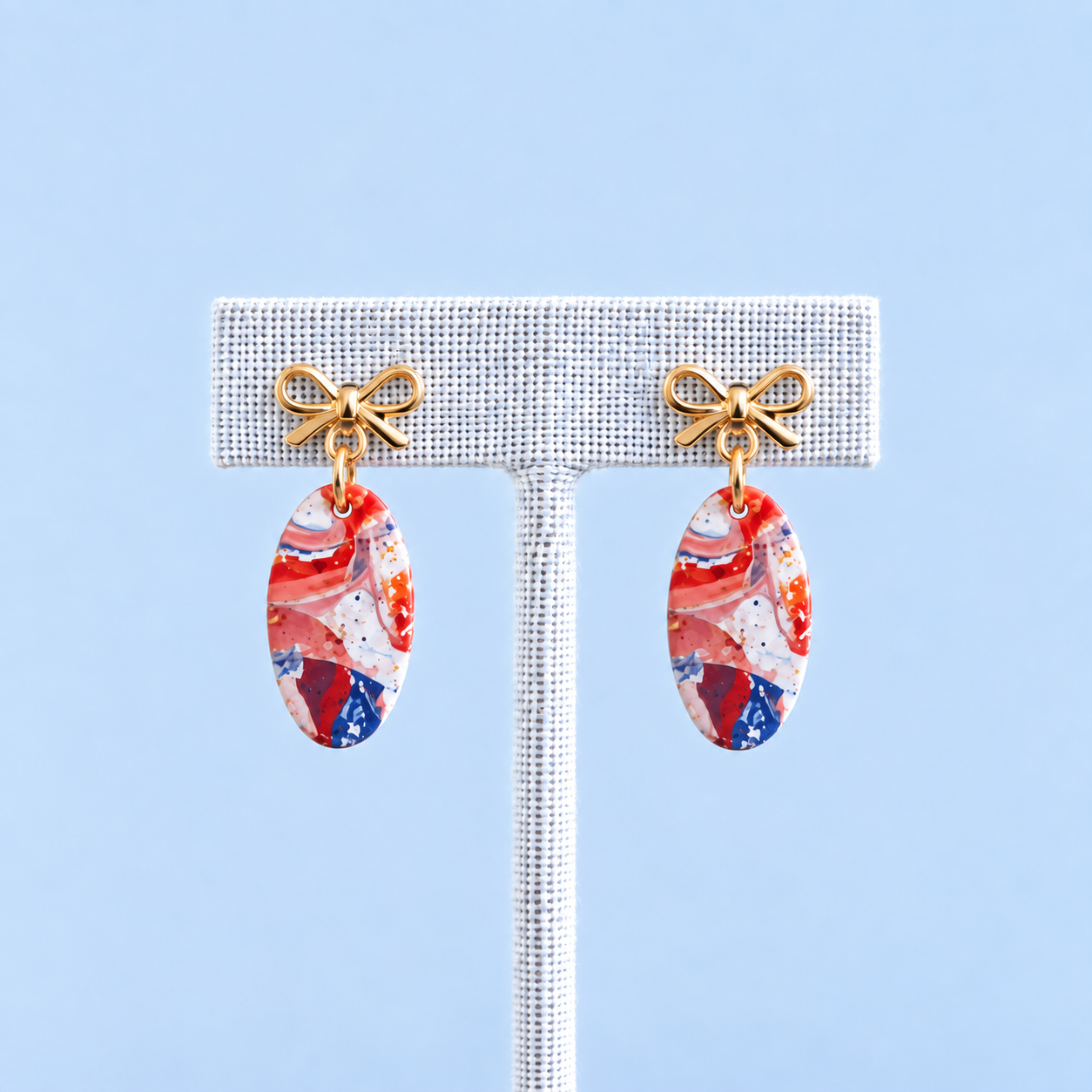 Independence Day Clay And Bow Earrings