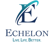 Echelon logo with stylized “E” and swoosh, dark blue text, and tagline “Live. Life. Better.” on a transparent background.