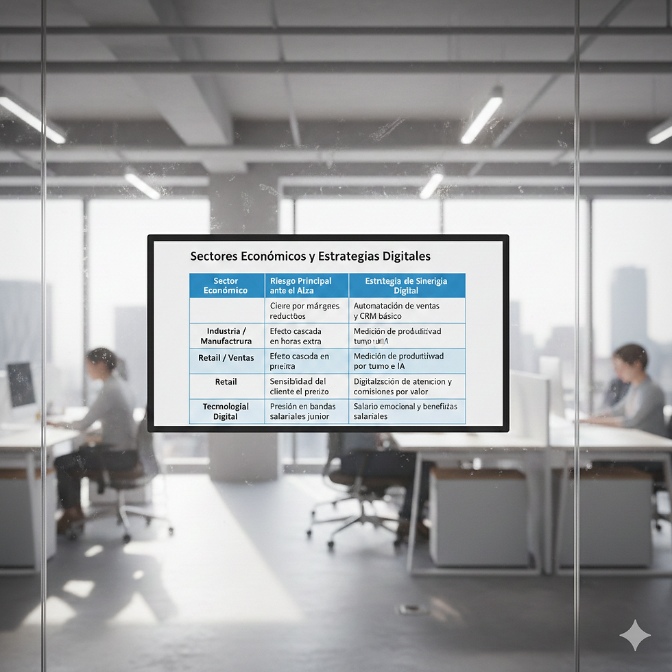Representación gráfica de las estrategias que Sinergía Digital cree recomendar según el sector económico