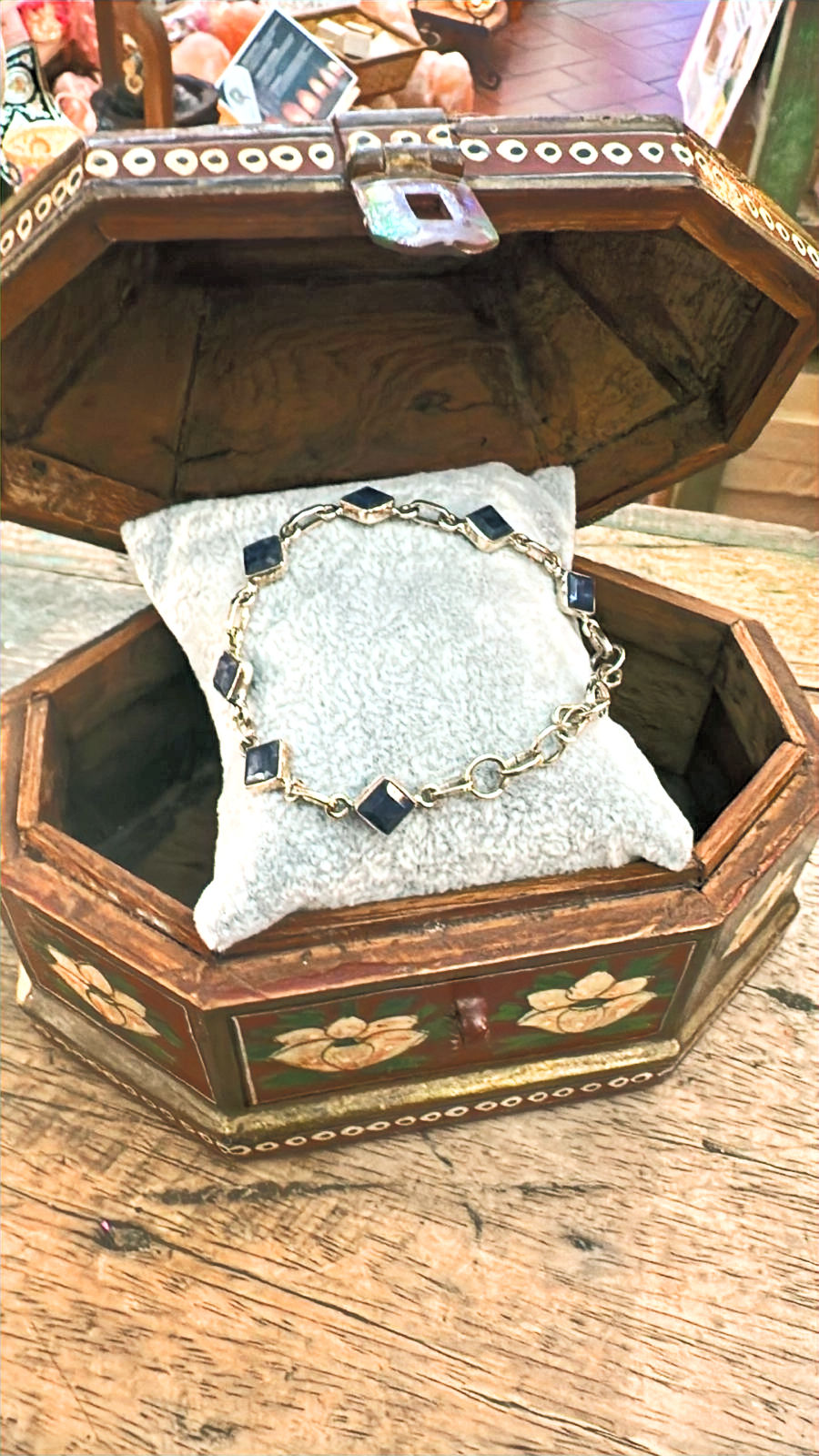 Miniatura: Bracciale pietra a rombo Zaffiro grezzo