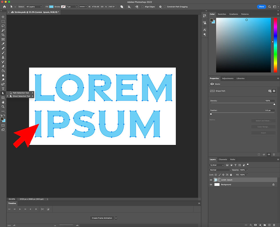 screenshot of photoshop how to directly select text