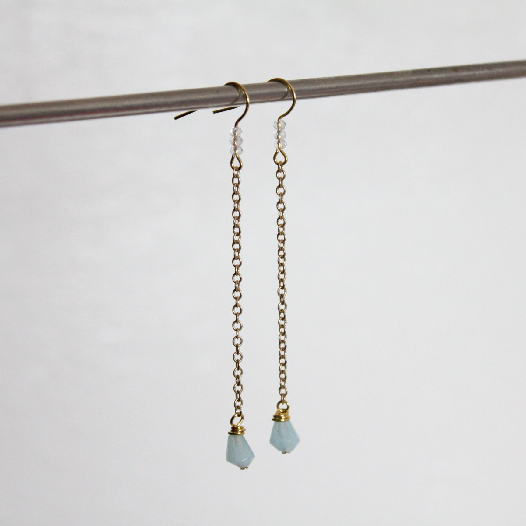long chain blue earrings