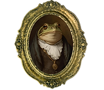 Serious Frog Round Gold Frame.png