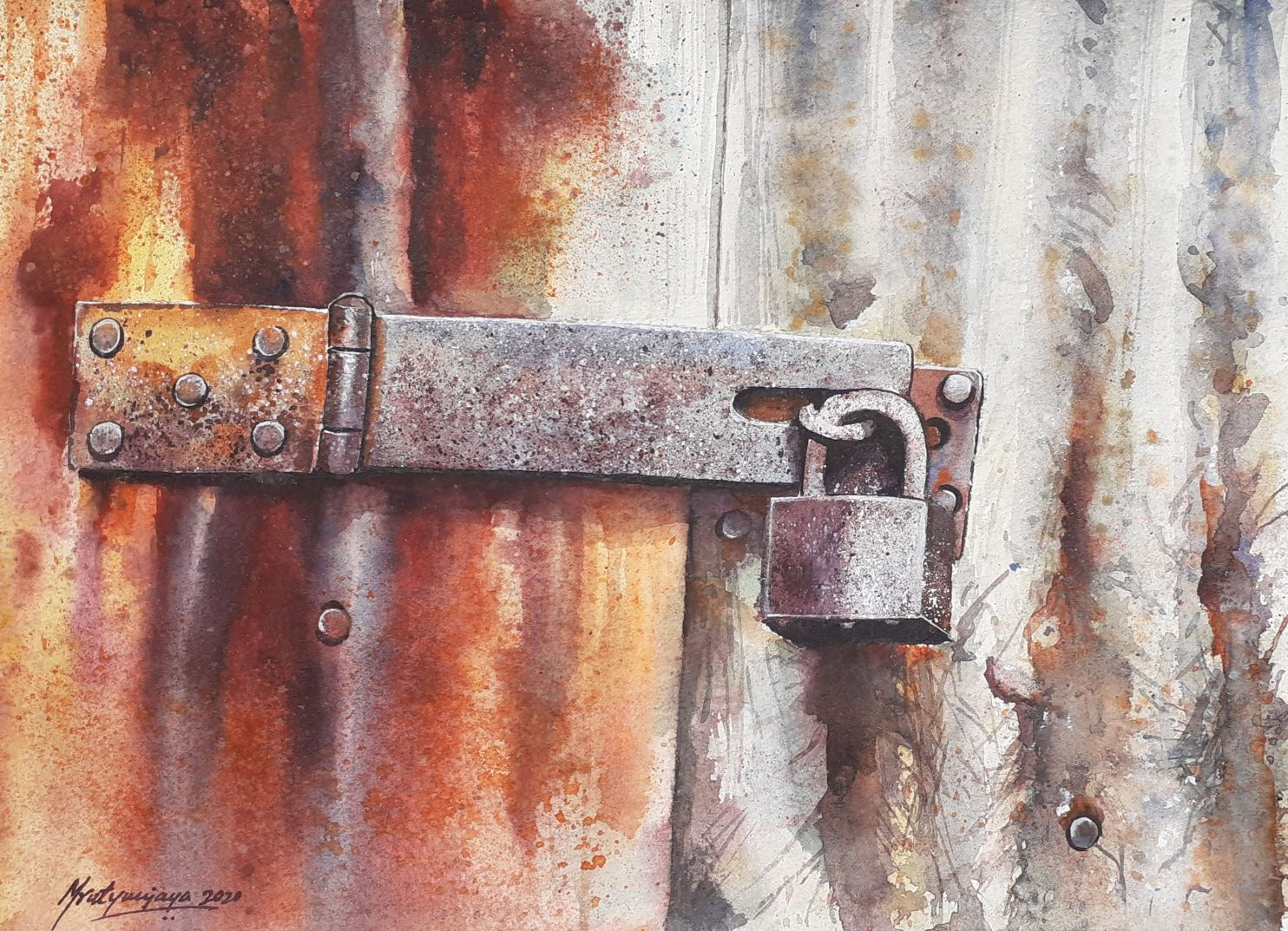 Forgotten - Locked and left to rust, Watercolor on paper (40x30)