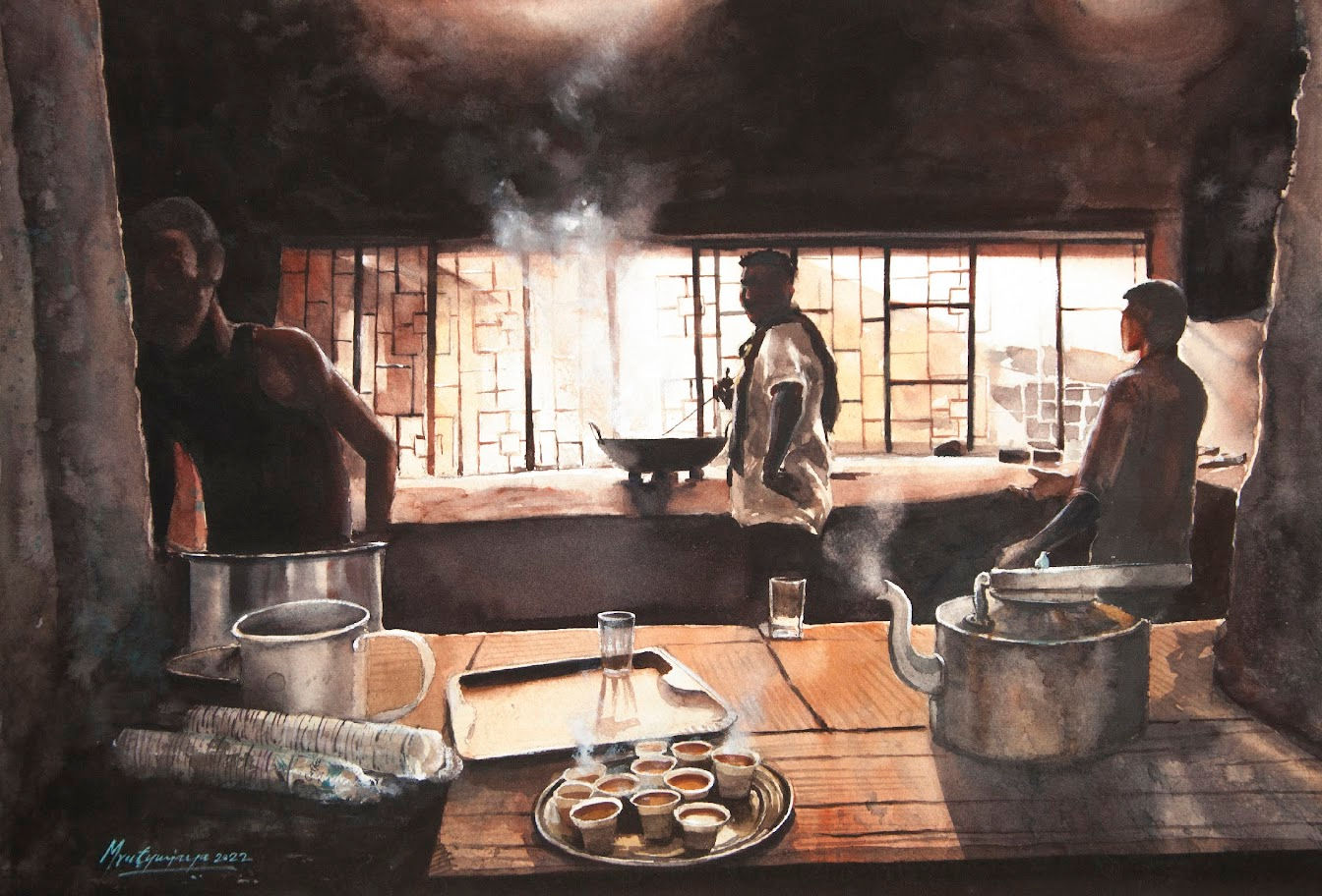 Serve it hot, Watercolor on paper (56cmX38cm)