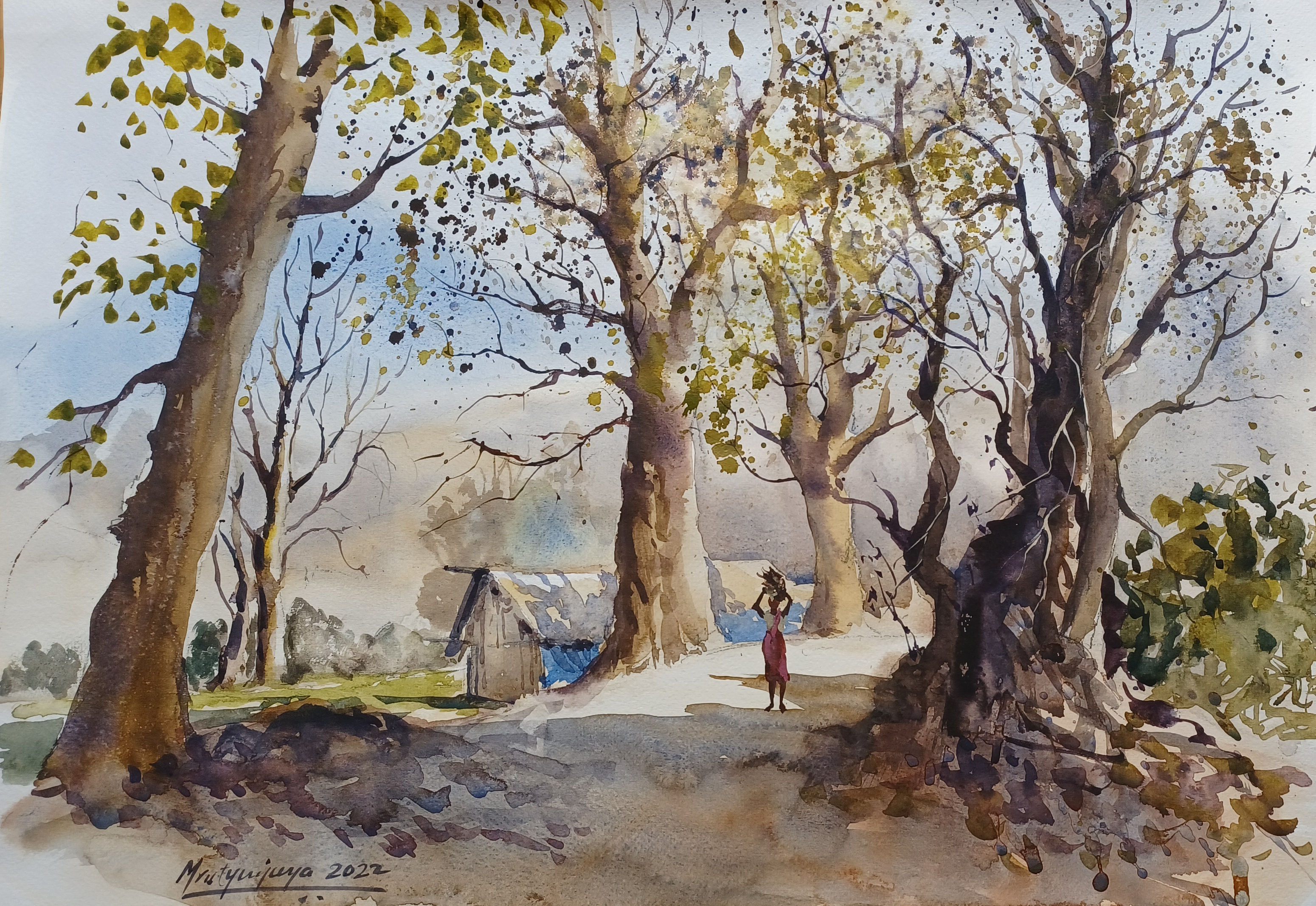 Through mahua trees [50x35cm]