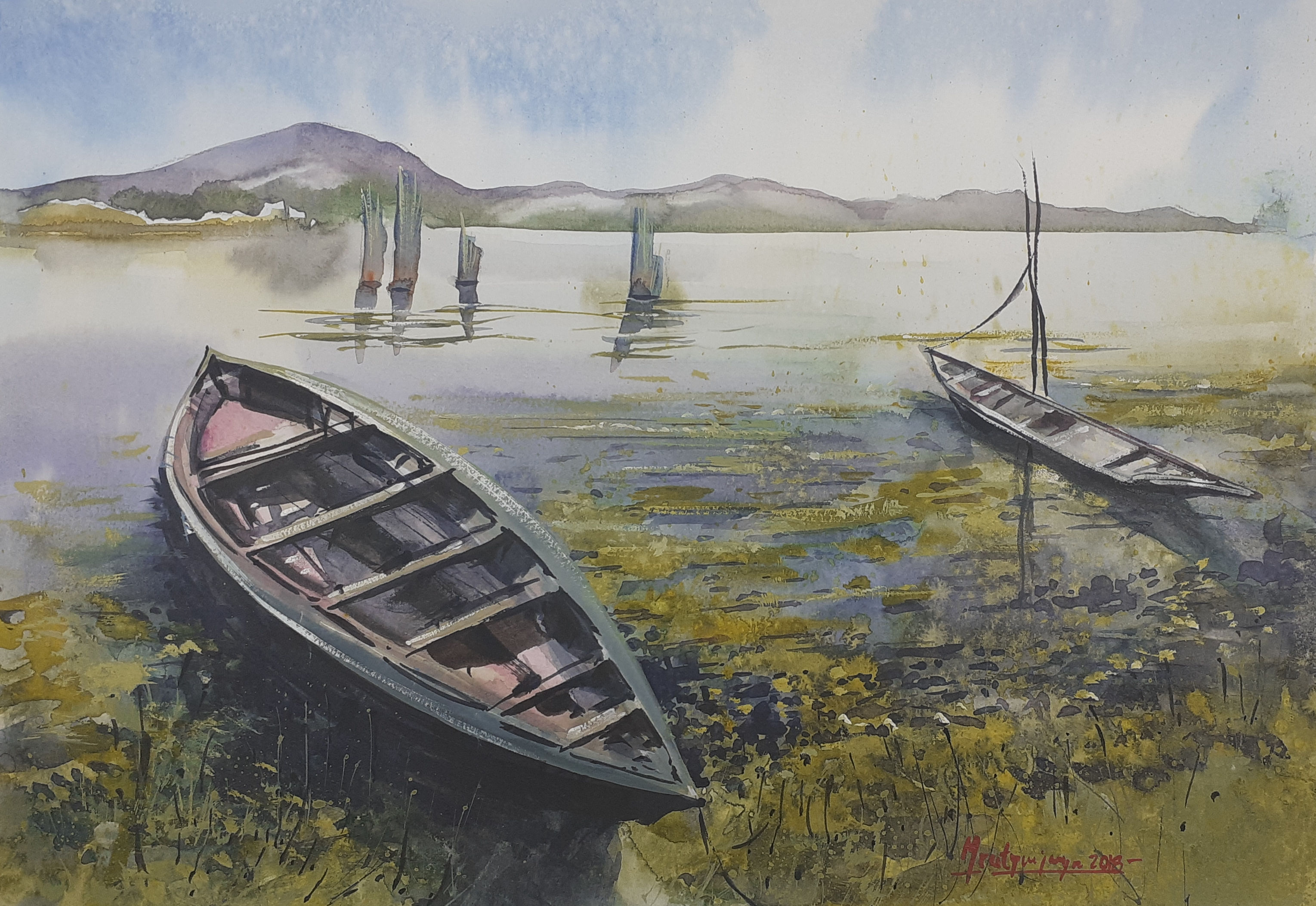 Morning @ Chilika Lake, Watercolor on paper (29x36)