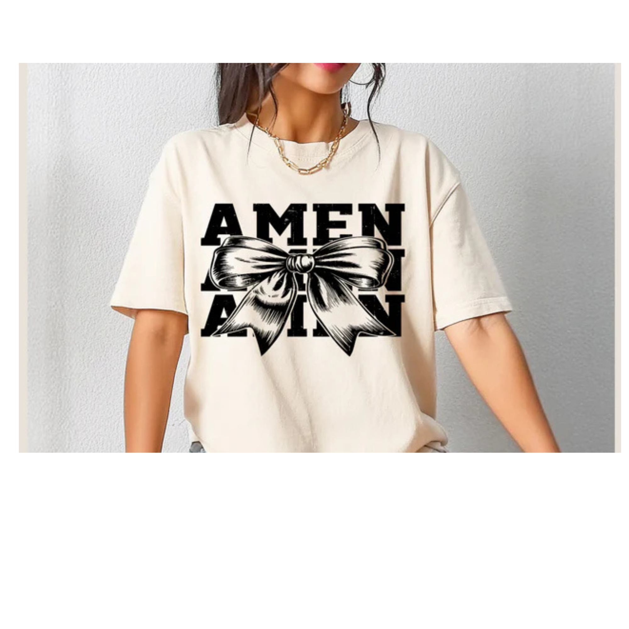 SINGLE COLOR SCREEN PRINT - AMEN AMEN AMEN BOW