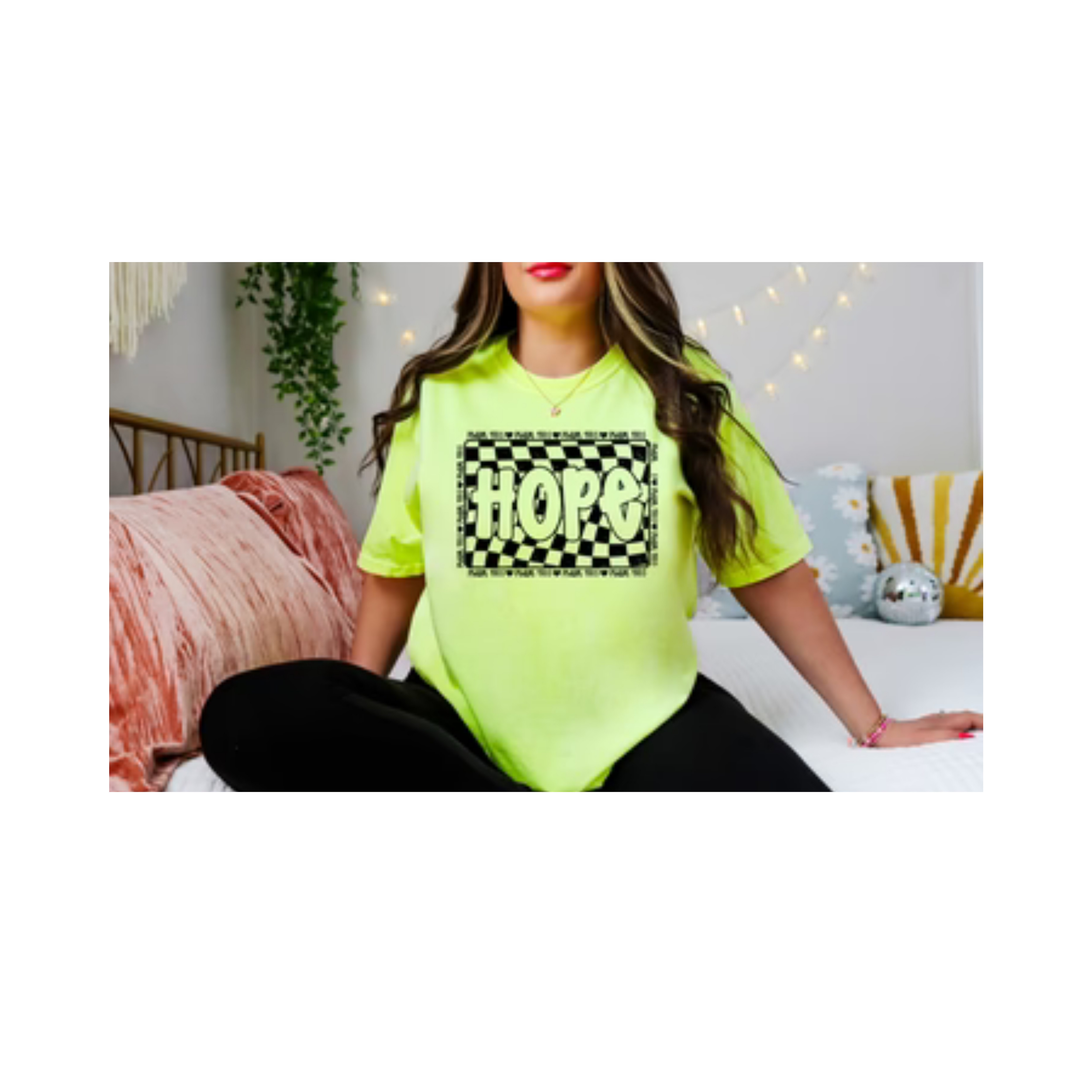 SINGLE COLOR SCREEN PRINT - HOPE CHECKERED