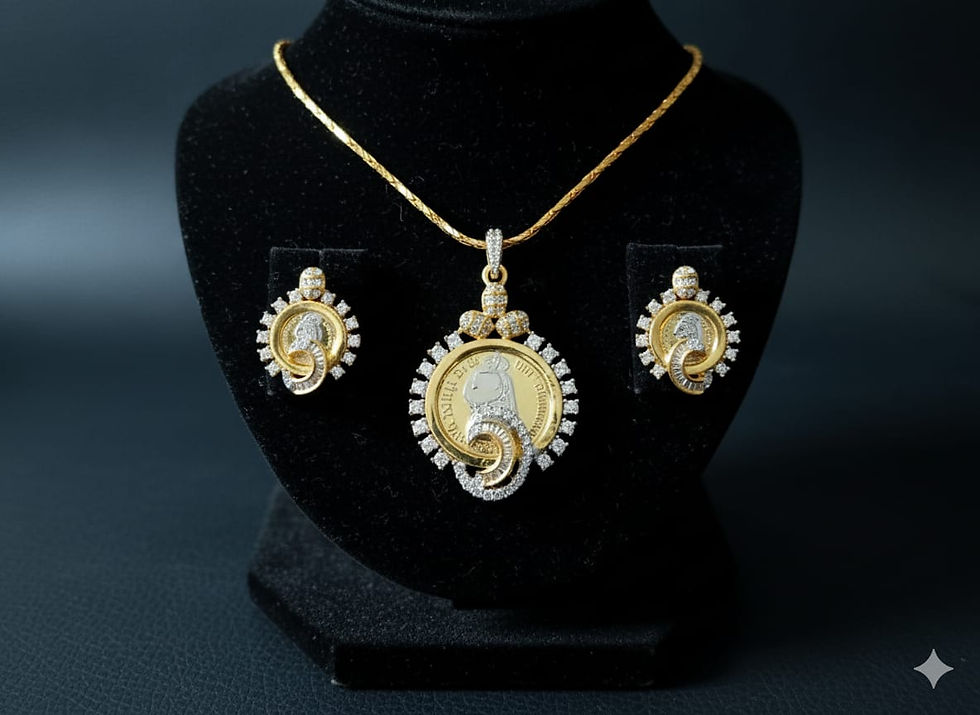 Thumbnail: CZ JEWELRY THICK CHAIN WITH COORDINATED EARRING -3 PC-CATALOG-3