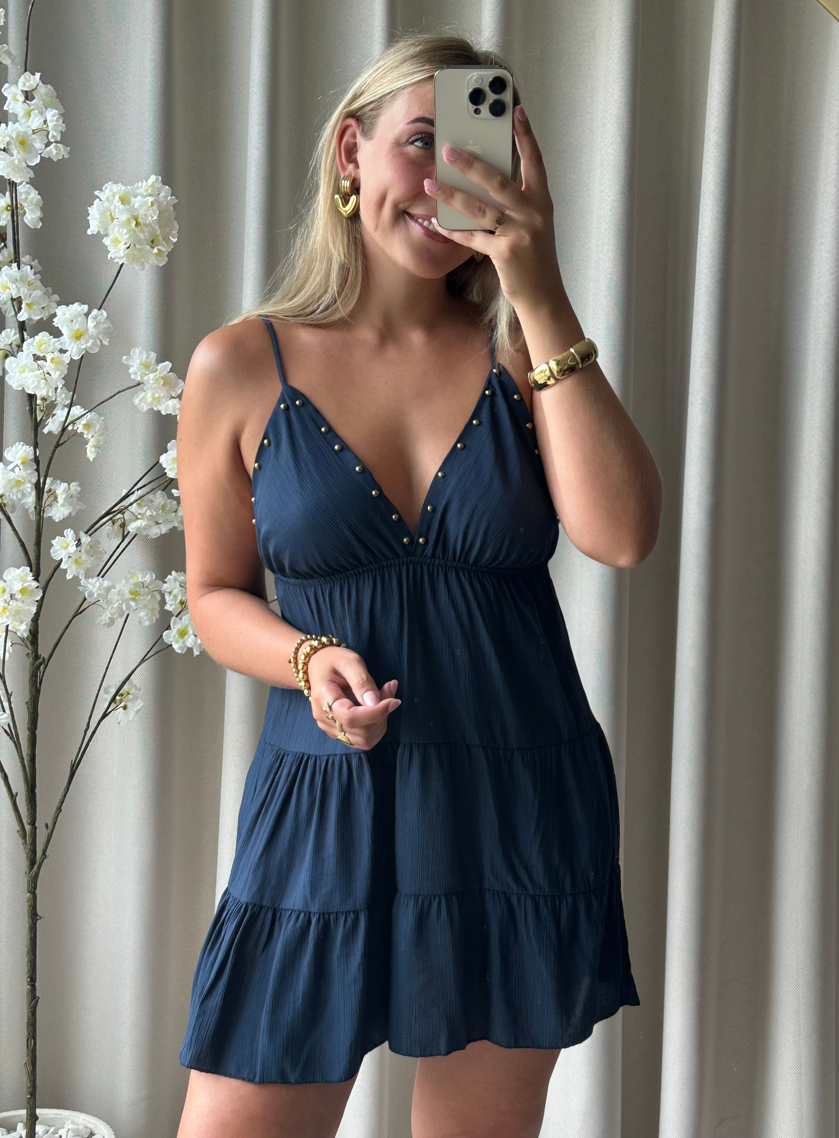 Nora studs dress blue