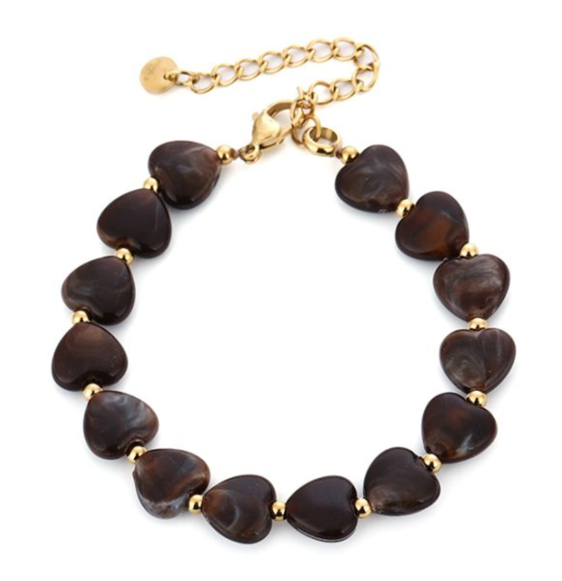 Brown heart stone bracelet