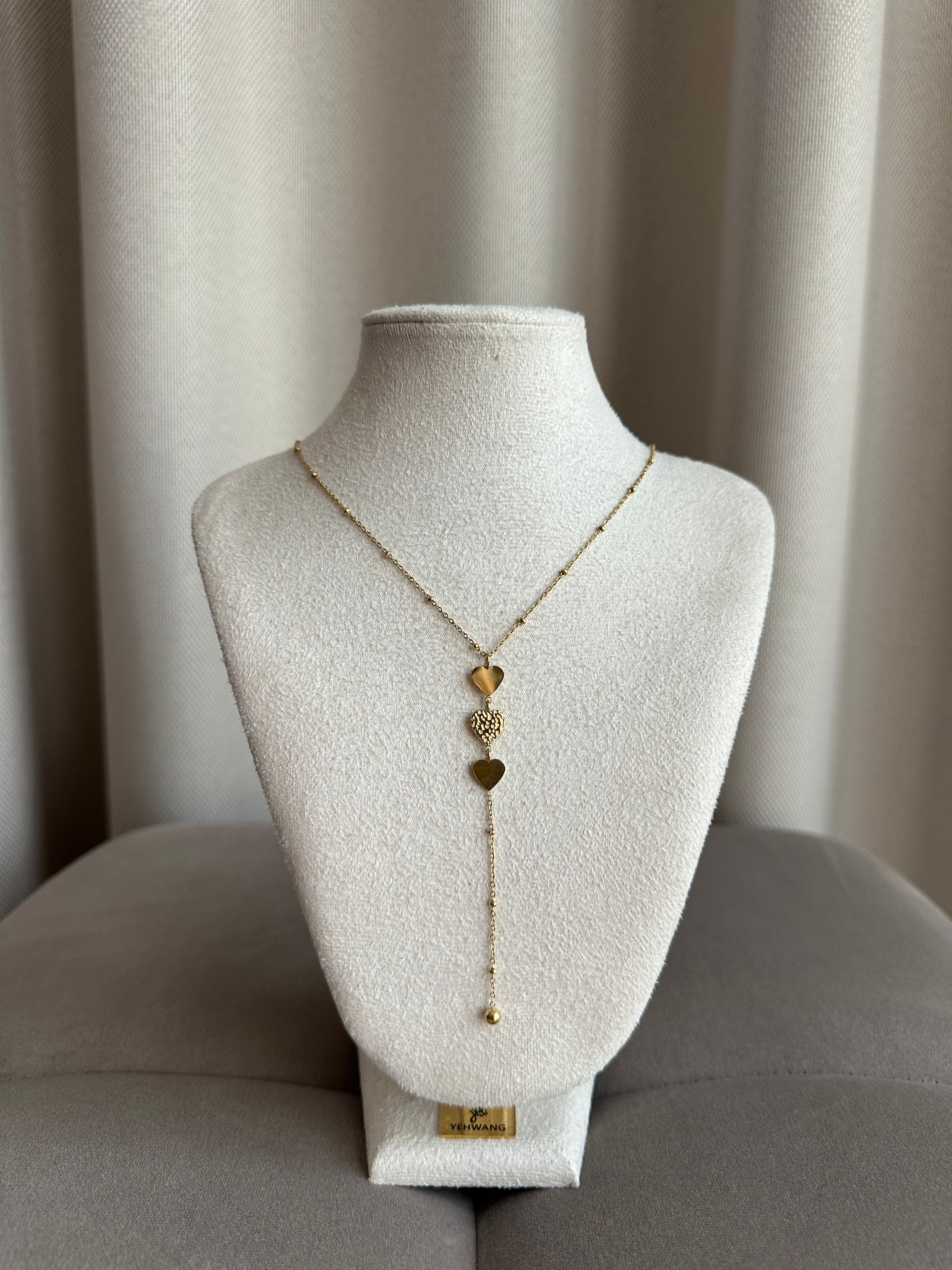 Y necklace heart gold