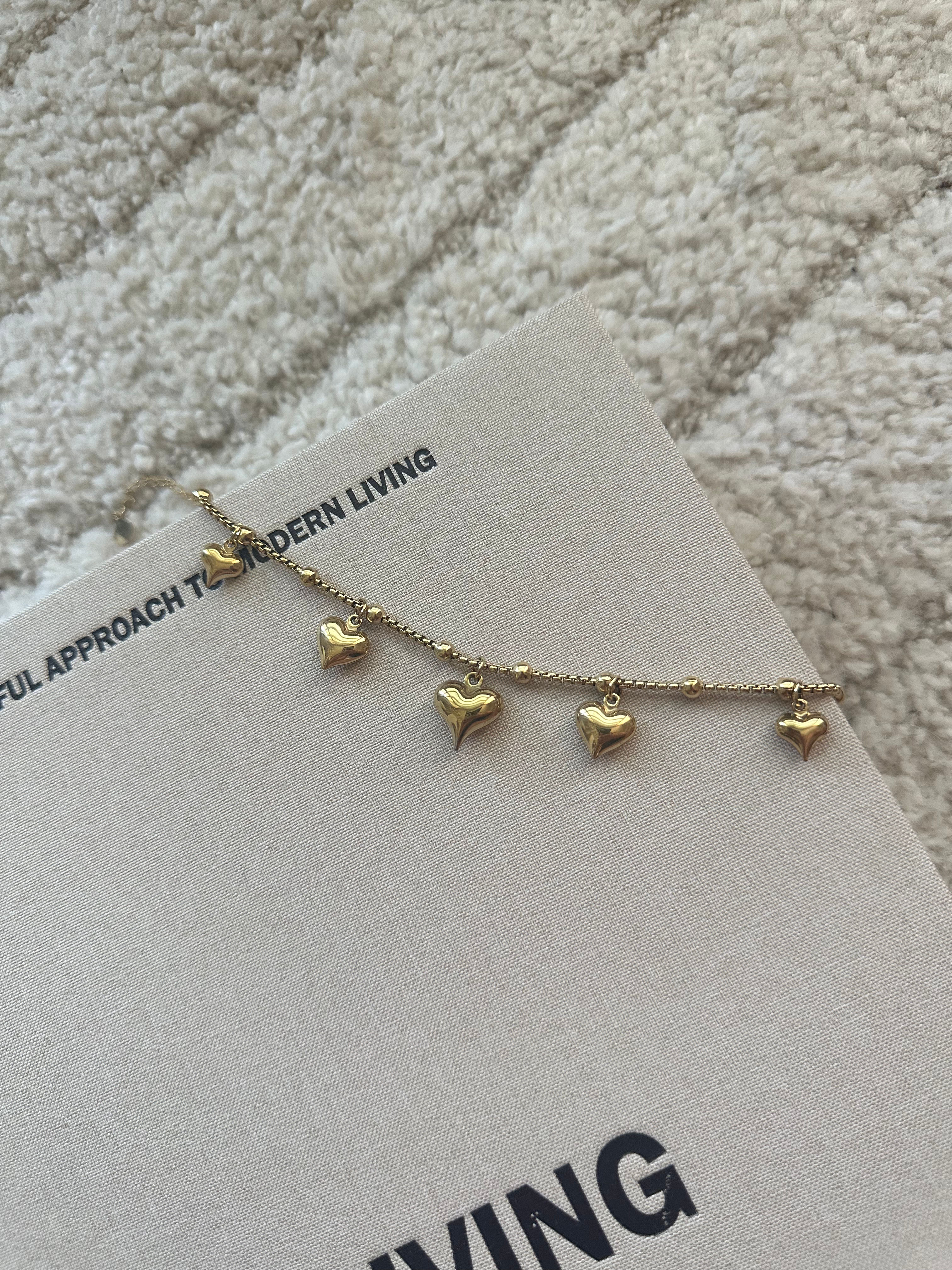 Heart anklet gold