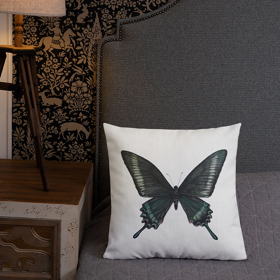 Thumbnail: Premium Pillow, double sided - Alpine Black Swallowtail