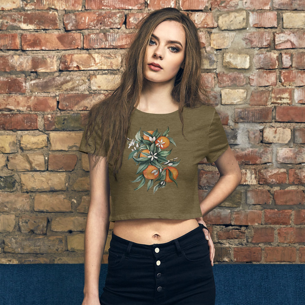 Thumbnail: Women’s Crop Tee - Honey Bees + Tangerine Blossoms