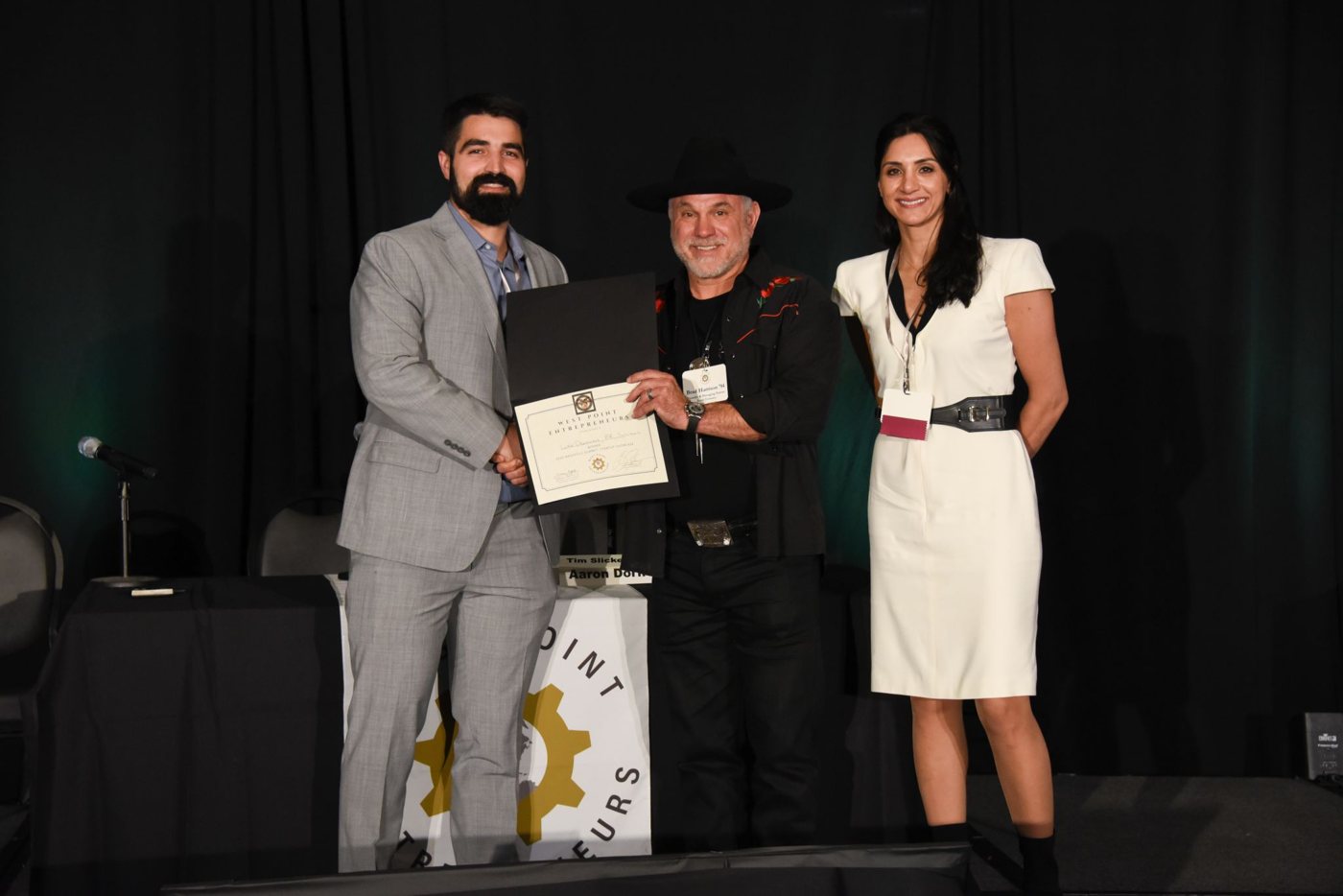Luke Dressman accepting the 2025 West Point Entrepreneurship Pitch Competition award