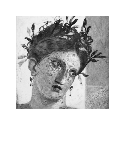 A Roman fresco from Pompeii, likely depicting a crowned woman associated with mythological or allegorical figures — possibly a muse, goddess (such as Ariadne or Flora), or an androgynous representation of Bacchus, or a personification of art, poetry, or triumph.
Such frescoes were common in elite Roman domus. The painting belongs to the Fourth Pompeian Style (1st century AD).
Naples, National Archaeological Museum.