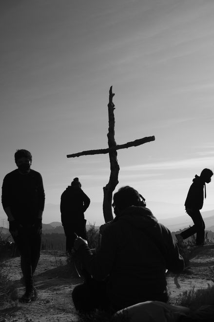 BTS photograph from the short film set during filming.