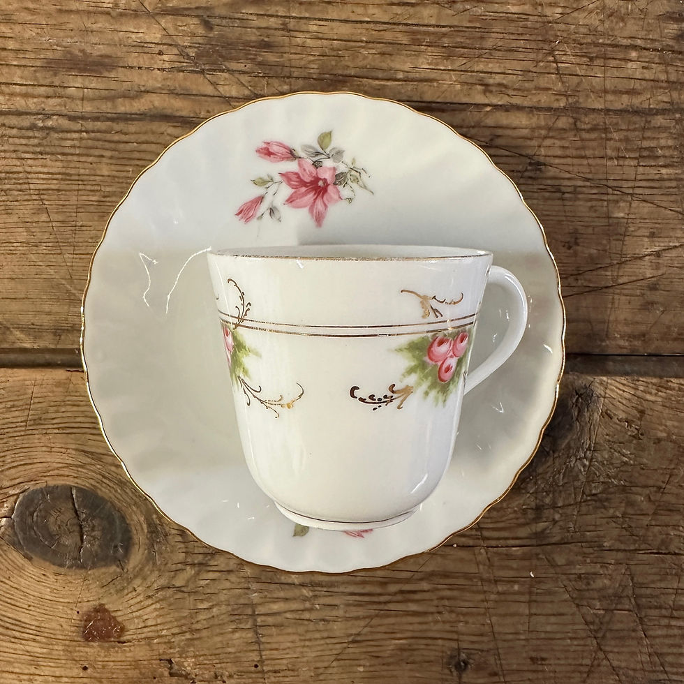 Thumbnail: PORCELAINE  - Bucolique & Dorée - Tasse & Sous-tasse