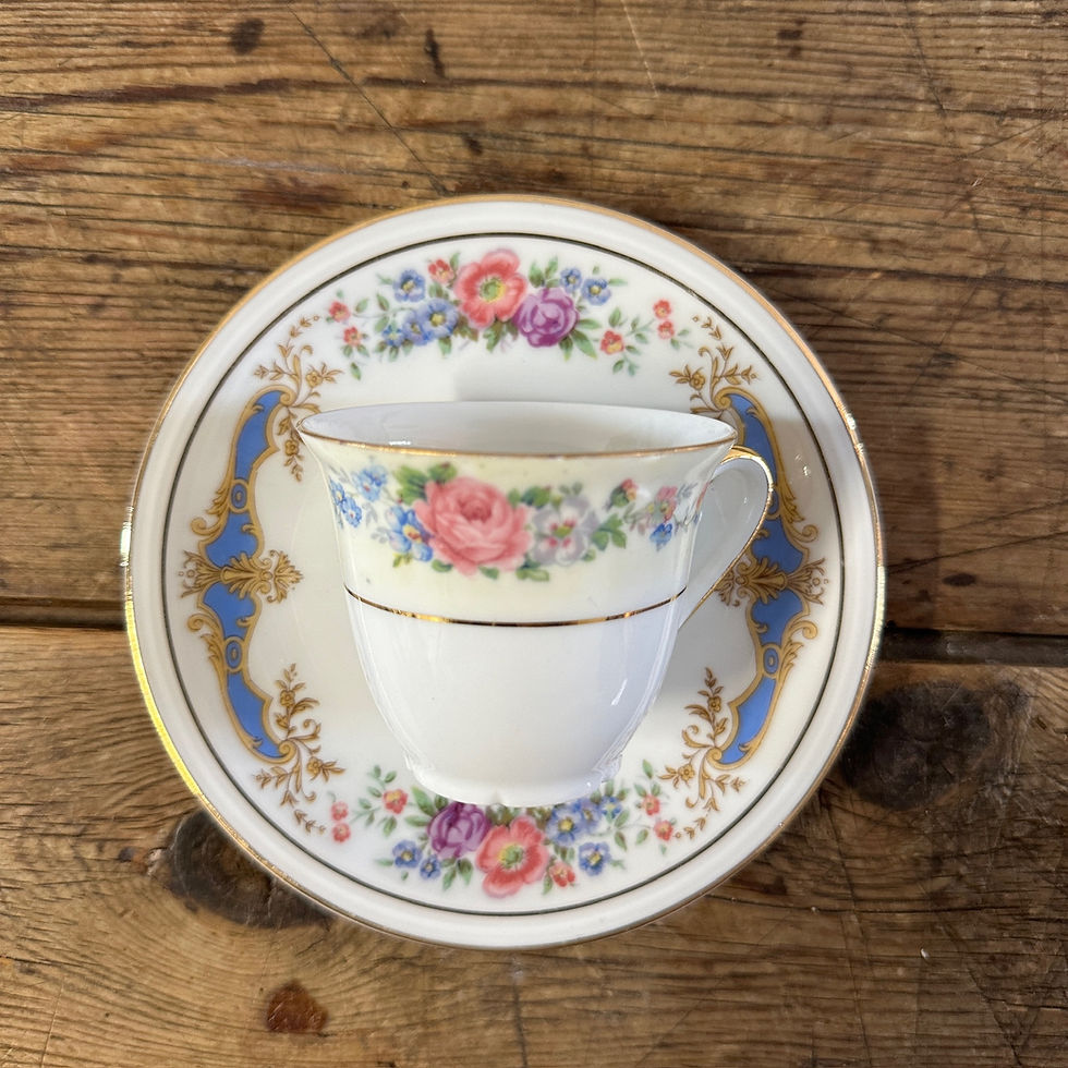 Thumbnail: PORCELAINE  - Bucolique & Dorée - Tasse & Sous-tasse