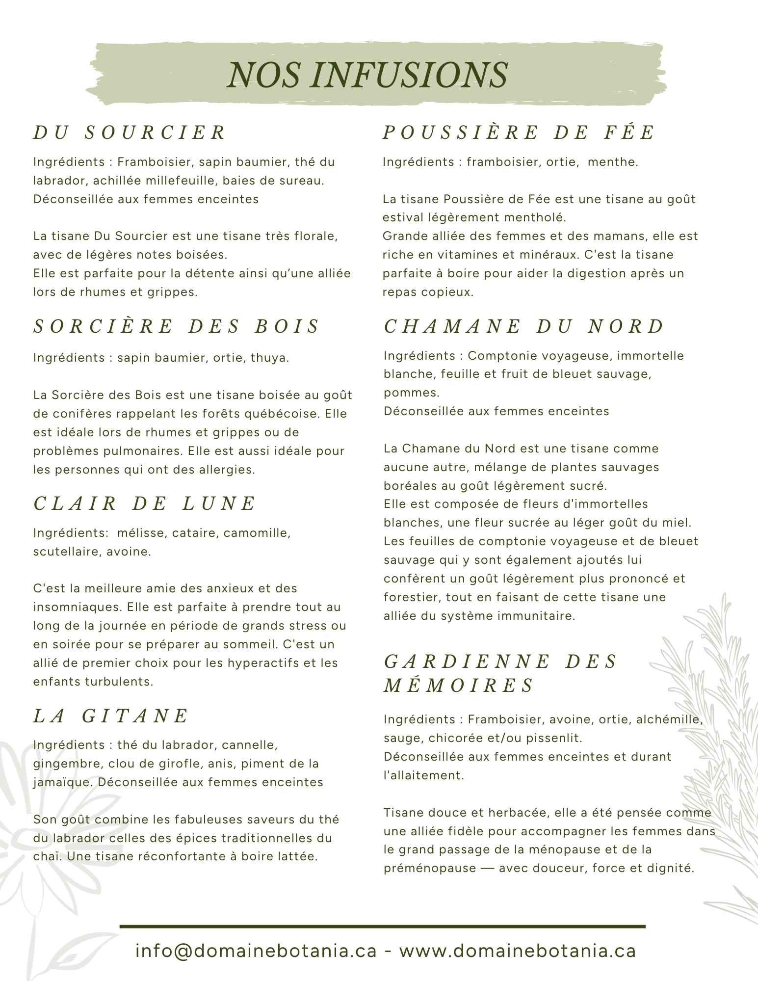 Affiche numérique description résumée des infusions