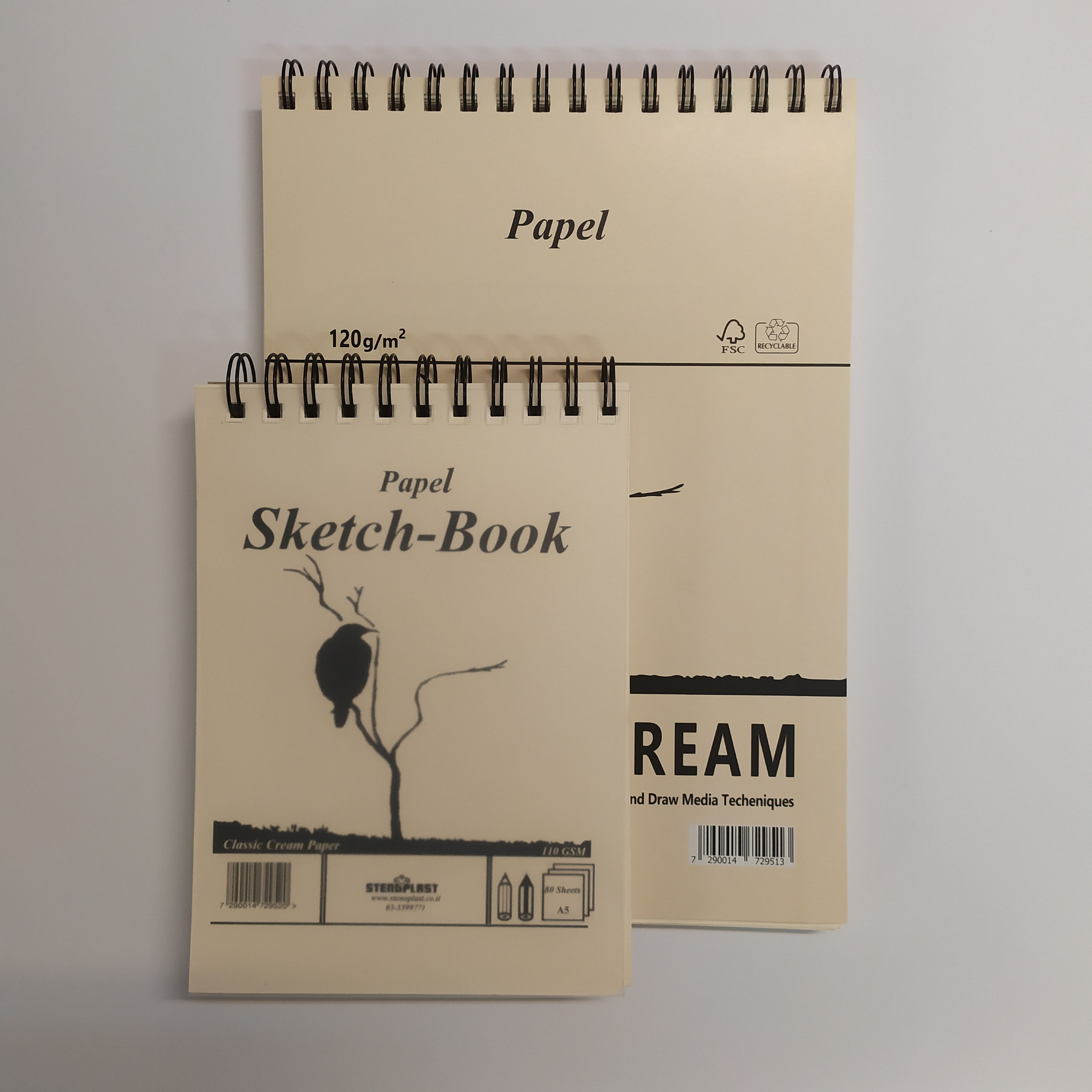 בלוק רישום (ציפור) – נייר קרם 120 גר' 80 דפים - ספירלה