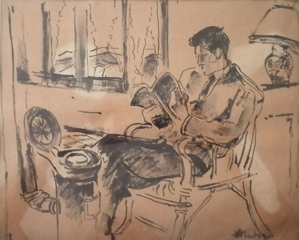 Robert Billon lisant, 32x26 cm, collection particulière, © Coupe-File Art