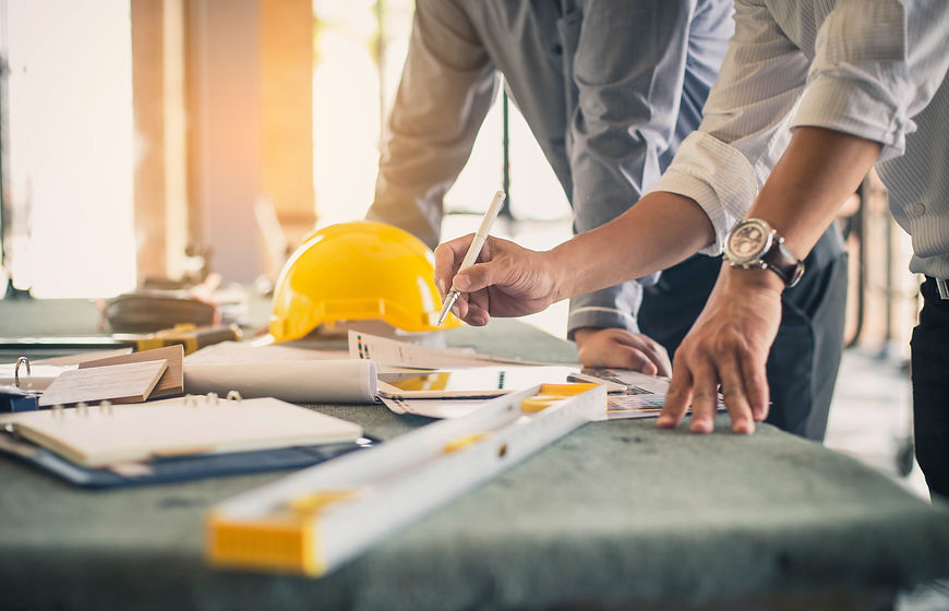 Two business man construction site engin