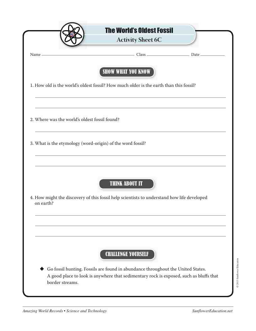 Thumbnail: Amazing World Record of Science and Technology:  OLDEST FOSSIL—Worksheets