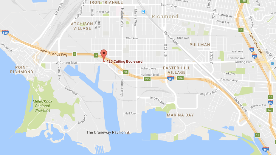 Google map with directions to Golden Gate Palms in Richmond