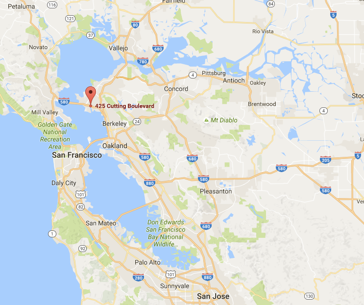 Google Map showing Golden Gate Palm's Bay Area location